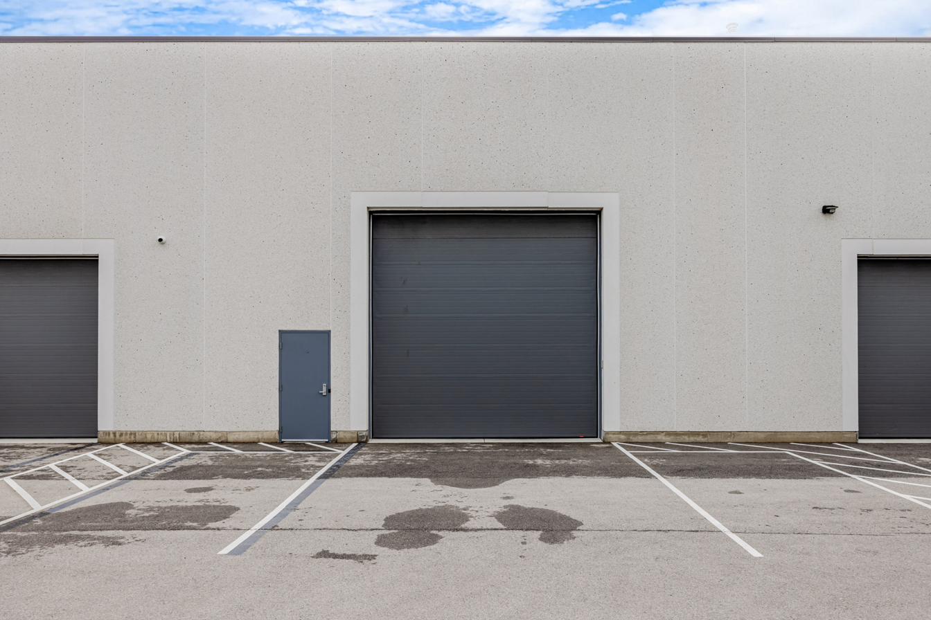 Exterior loading bay and drive-in doors.